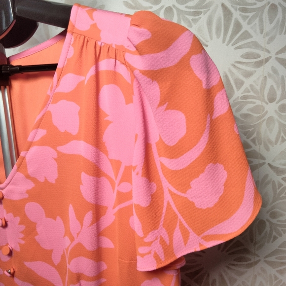 Talbots Silhouette Garden Flutter Sleeve Crepe Dress Size 8 - Picture 5 of 10